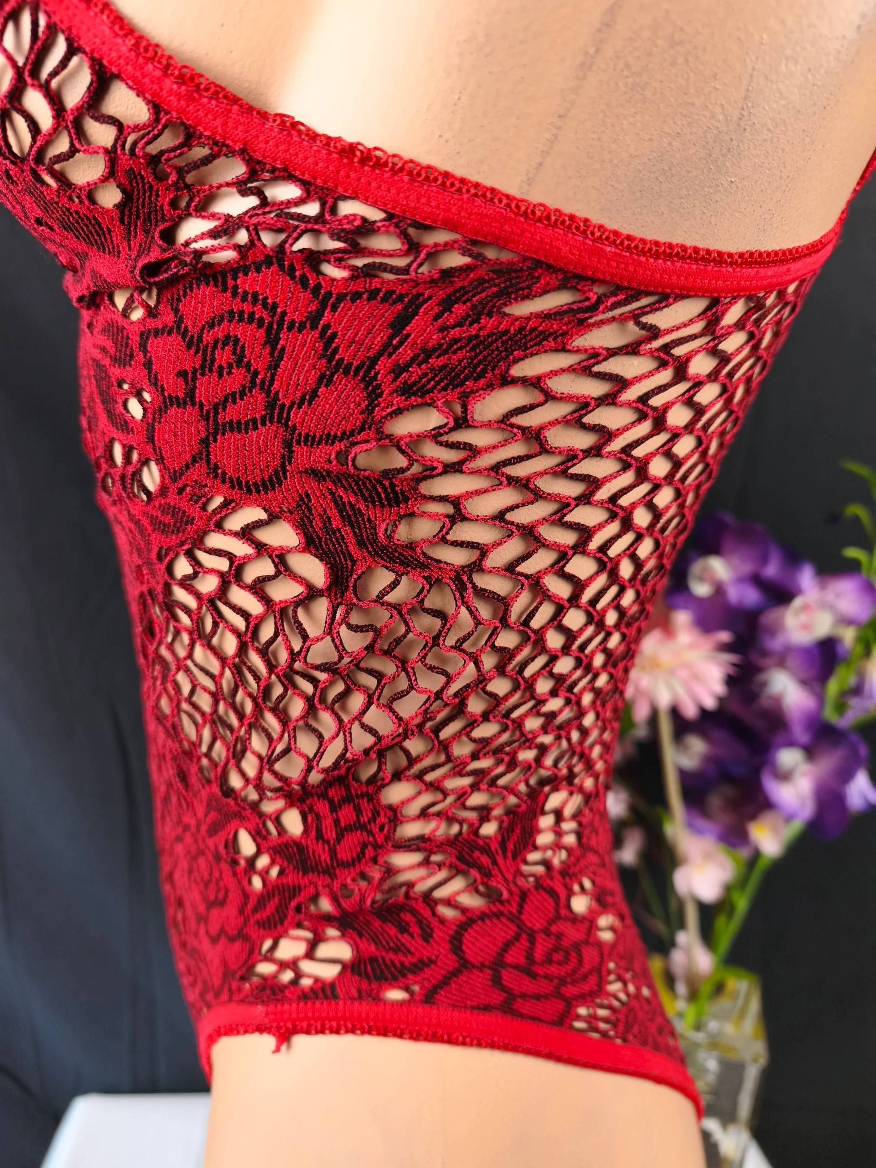 Body met gaas en kant rood merk Obsessive – Nieuw - Maat S/M/L – photo 15